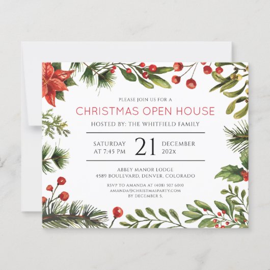 Christmas Holiday Open House Party Invitation (Voorkant)