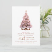 Christmas Holiday Open House Rose Gold Xmas Tree  Kaart (Staand voorkant)