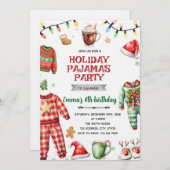 Christmas Holiday Pajama Party Invitation Kaart (Voorkant / Achterkant)