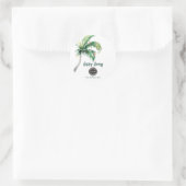 Christmas Holiday Palm Tree Business Name Ronde Sticker (Tas)