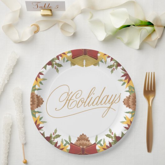 Christmas Holiday Paper Plates – Festive Dinner Papieren Bordje (Huwelijk)