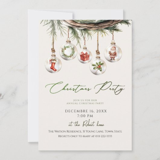  Christmas Holiday Party Invitation Kaart (Voorkant)