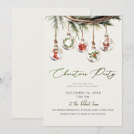  Christmas Holiday Party Invitation Kaart (Voorkant / Achterkant)