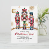 Christmas Holiday Party Nutcracker Gold Glitter    Kaart (Staand voorkant)