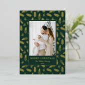 Christmas Holiday Pine Branches Elegant Folie Feestdagenkaart (Staand Voorkant)