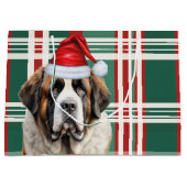 Christmas Holiday Plaid Saint Bernard Dog Lover Groot Cadeauzakje (Voorkant)