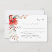 Christmas Holiday Poinsettia floral Wedding RSVP (Voorkant)