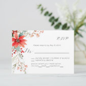 Christmas Holiday Poinsettia floral Wedding RSVP (Staand voorkant)