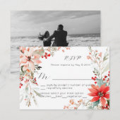 Christmas Holiday Poinsettia floral Wedding RSVP (Voorkant / Achterkant)