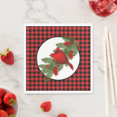 Christmas Holiday Red Cardinal Buffalo Print Servet (Insitu)