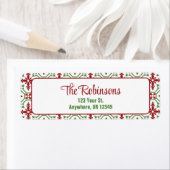 Christmas Holiday Red & Green Snowflake Address Etiket (Insitu)