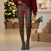 Christmas Holiday Red & Green Tartan Pattern Leggings