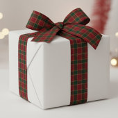 Christmas Holiday Red & Green Tartan Pattern Satijnen Lint