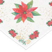 Christmas Holiday Red Poinsettia and Gold Korte Tafelloper (Hoek)