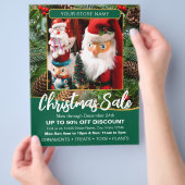 Christmas Holiday Sale Custom Photo Green Business Flyer (Hand)