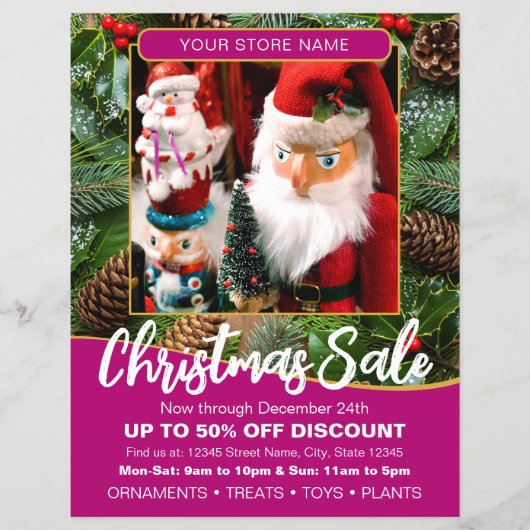 Christmas Holiday Sale Custom Photo Pink Business Flyer (Voorkant)