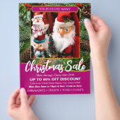 Christmas Holiday Sale Custom Photo Pink Business Flyer (Hand)