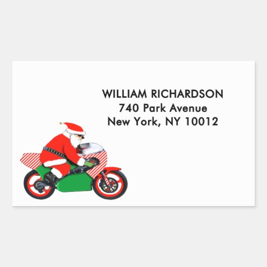 Christmas Holiday Santa Biker Address Labels (Voorkant)
