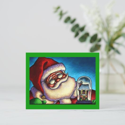 CHRISTMAS HOLIDAY SANTA SNOWGLOBE PARTIJ INVITATIE KAART (Staand voorkant)