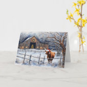 Christmas Holiday Seasons Cow Country Western Kaart (Gele Bloem)