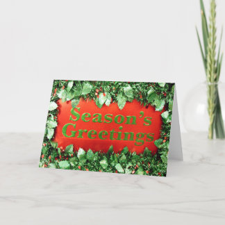 Christmas Holiday Seasons Greetings Glitter Holly Feestdagen Kaart