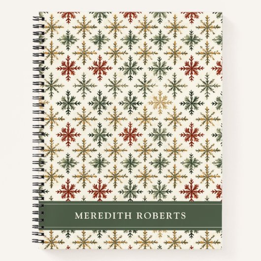 Christmas Holiday Snowflakes Pattern Personalized Notitieboek (Voorkant)