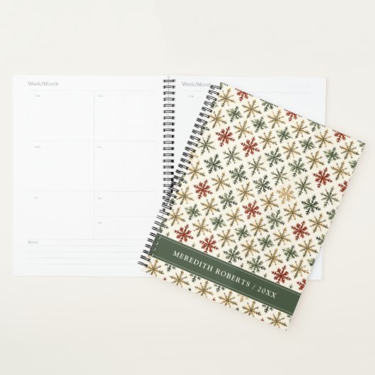 Christmas Holiday Snowflakes Pattern Personalized Planner (Display)