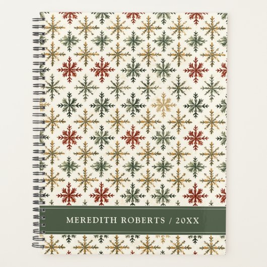 Christmas Holiday Snowflakes Pattern Personalized Planner (Voorkant)