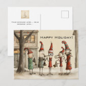 Christmas Holiday Street Musicians Briefkaart (Voorkant / Achterkant)