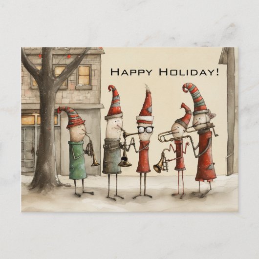 Christmas Holiday Street Musicians Briefkaart (Voorkant)