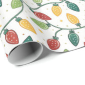 Christmas Holiday String Lights Pattern Cadeaupapier (Rol Hoek)