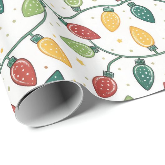 Christmas Holiday String Lights Pattern Cadeaupapier (Rol Hoek)