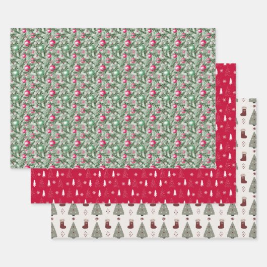 Christmas Holiday Three Pack Inpakpapier Vel (Set)