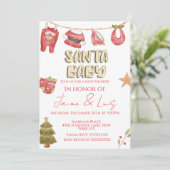 Christmas Holiday Tree Santa Boy Baby Shower Kaart (Staand voorkant)