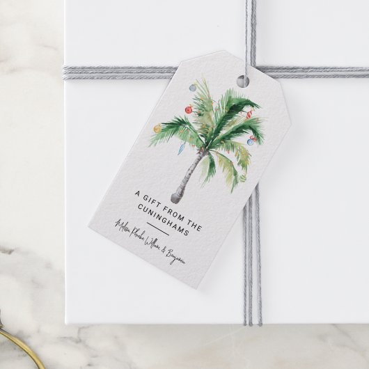 Christmas Holiday Tropical Palm Tree Coastal Cadeaulabel
