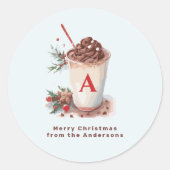 Christmas Holiday Winter Hot Cocoa Beverage Ronde Sticker (Voorkant)