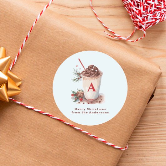 Christmas Holiday Winter Hot Cocoa Beverage Ronde Sticker