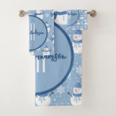 CHRISTMAS HOLIDAY WINTER SNOWMEN CUSTOM MONOGRAM BAD HANDDOEK (Insitu)