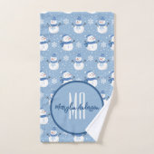 CHRISTMAS HOLIDAY WINTER SNOWMEN CUSTOM MONOGRAM BAD HANDDOEK (Handdoek)