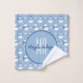 CHRISTMAS HOLIDAY WINTER SNOWMEN CUSTOM MONOGRAM BAD HANDDOEK (Wasdoekje)