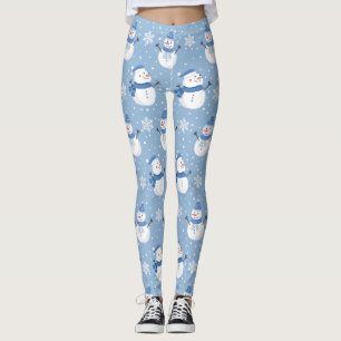 CHRISTMAS HOLIDAY WINTER SNOWMEN CUSTOM MONOGRAM LEGGINGS