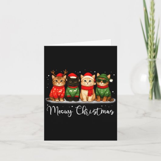 Christmas Holiday Xmas Meowy Christmas Funny Cat S Kaart (Voorkant)