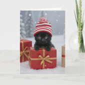 Christmas Holidays Cute and Funny Kitten Kaart (Voorkant)