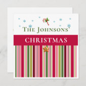 Christmas Holidays - Red, Green & Gold Stripes Kaart (Voorkant / Achterkant)