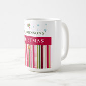 Christmas Holidays - Red, Green & Gold Stripes Koffiemok (Voorkant rechts)