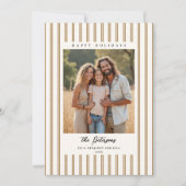 Christmas Holidays Taupe Stripes Earthy 2-Photo Feestdagenkaart (Voorkant)