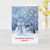 Christmas Holidays Wine and Snowman Cute Kaart (Gele Bloem)