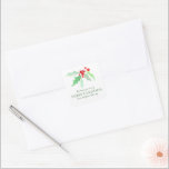 Christmas holly and berries watercolor custom vierkante sticker<br><div class="desc">Pas uw verpakking of kaarten aan met dit vel losse kerstbladeren en rode bessen stickers van de waterverf. Personaliseer met uw eigen naam en groet,  momenteel leest Wishing you a very Merry Christmas van de Groene Familie. Originele waterverf schilderij en ontwerp door Sarah Trett voor www.mylittleeden.com</div>