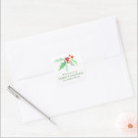 Christmas holly and berries watercolor custom vierkante sticker<br><div class="desc">Pas uw verpakking of kaarten aan met dit vel losse kerstbladeren en rode bessen stickers van de waterverf. Personaliseer met uw eigen naam en groet,  momenteel leest Wishing you a very Merry Christmas van de Groene Familie. Originele waterverf schilderij en ontwerp door Sarah Trett voor www.mylittleeden.com</div>