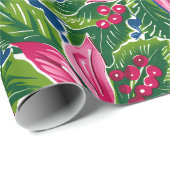 Christmas Holly And Flower Patterned Cadeaupapier (Rol Hoek)